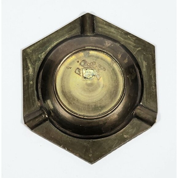 Vintage Solid Brass Ashtray Trinket Coin Tray Dish Retro Decor Rope India Patina - Picture 4 of 12